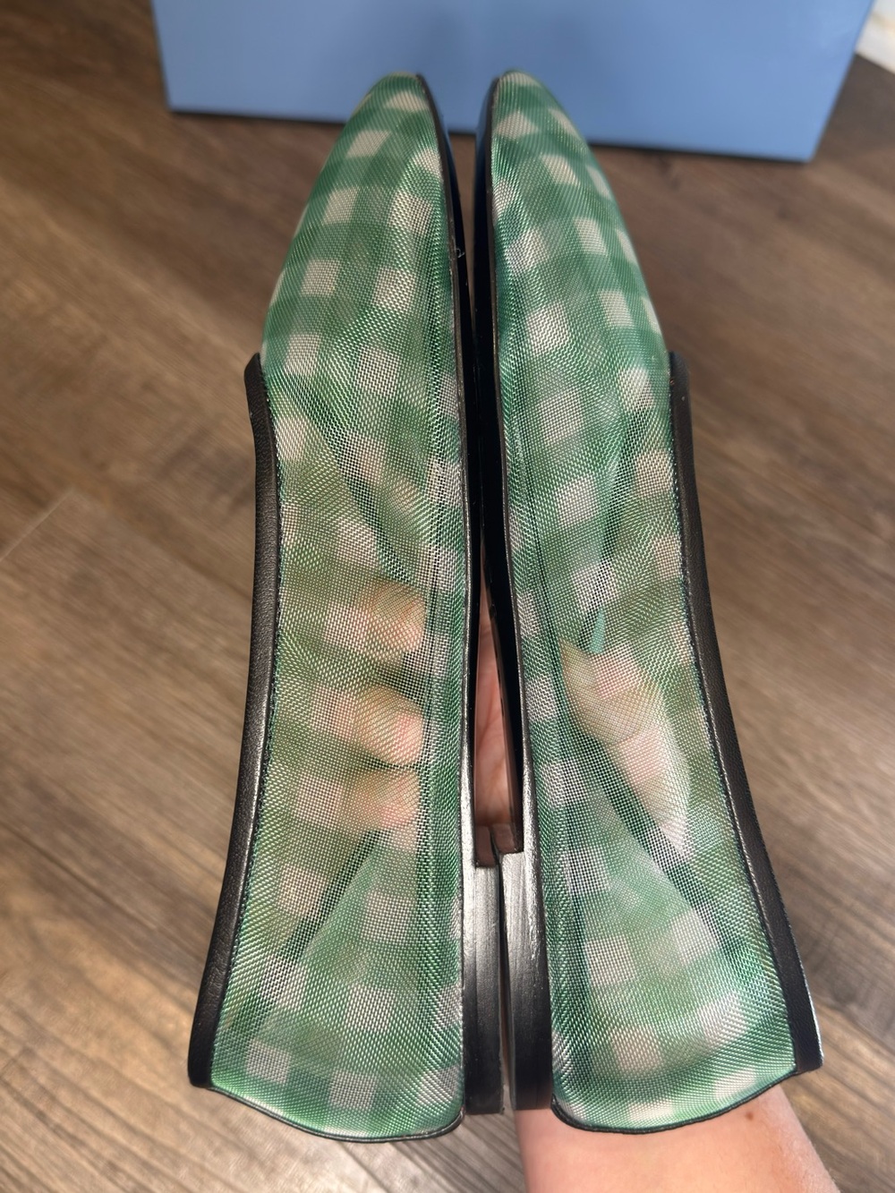 STAUD Alba Jade Gingham Mesh Ballet Flats - Picture 8 of 15